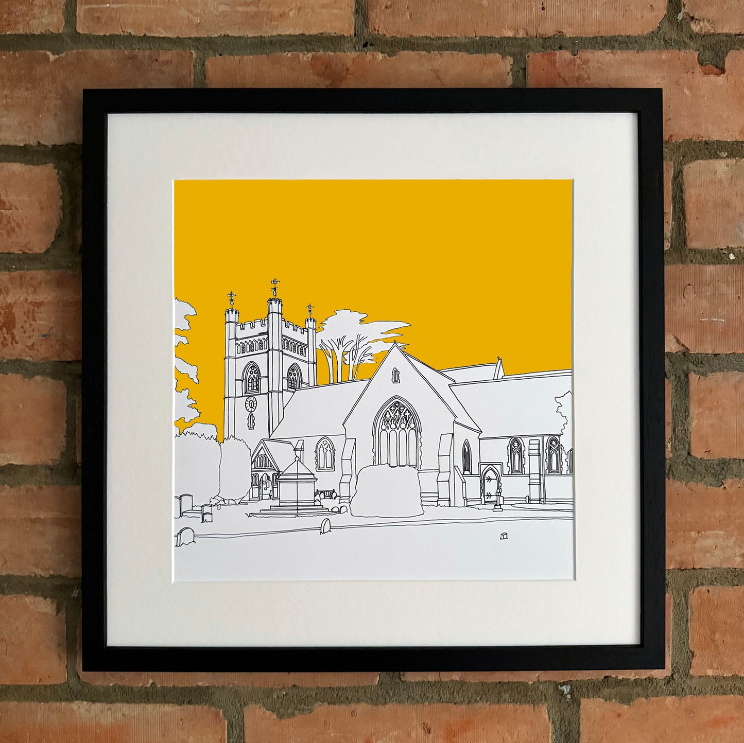 Hambleden Church Giclee Print 30cm x 30cm (Limited Edition)