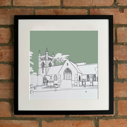 Hambleden Church Giclee Print 30cm x 30cm (Limited Edition)