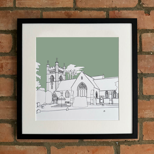 Hambleden Church Giclee Print 30cm x 30cm (Limited Edition)