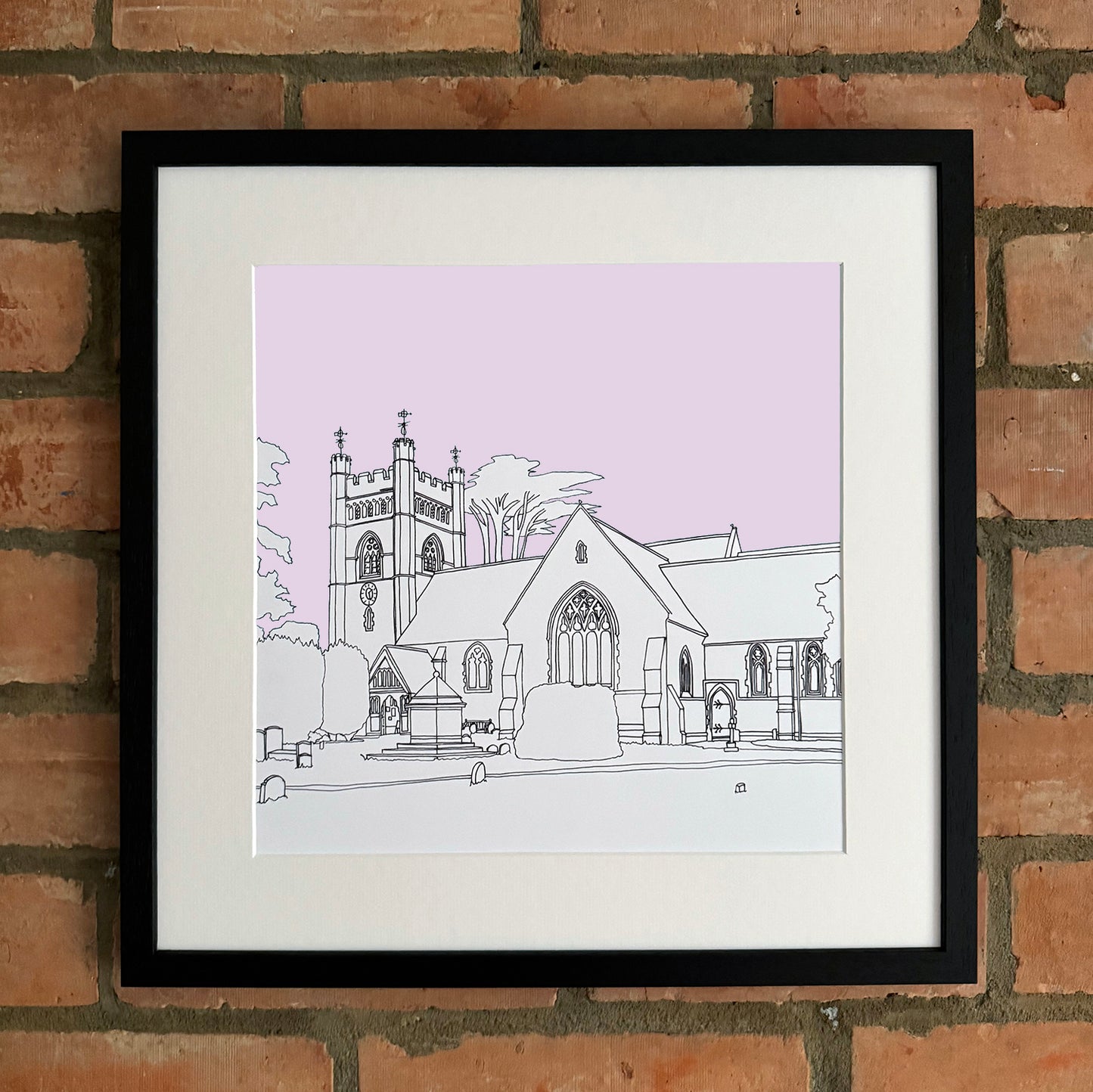 Hambleden Church Giclee Print 30cm x 30cm (Limited Edition)
